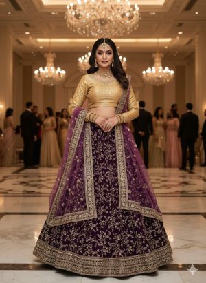 Heavy fabric party wear lehnga
